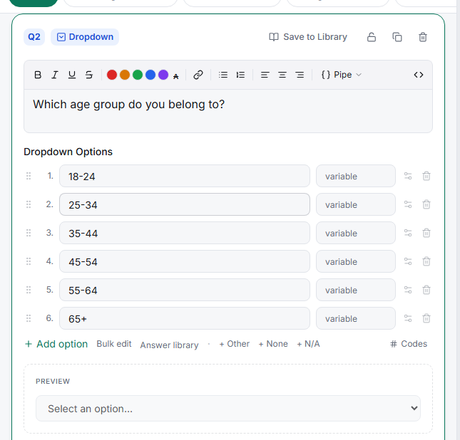 The Dropdown editor