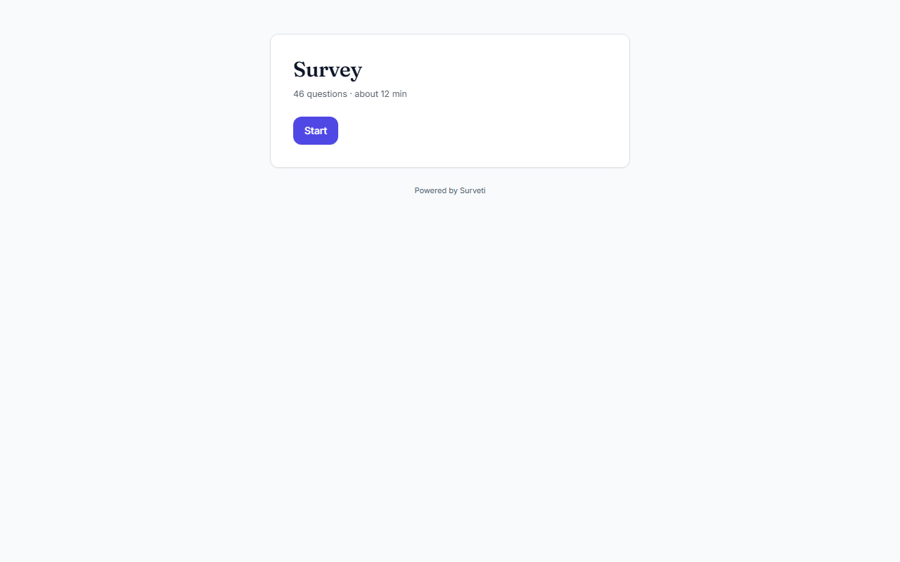 The welcome screen as respondents see it